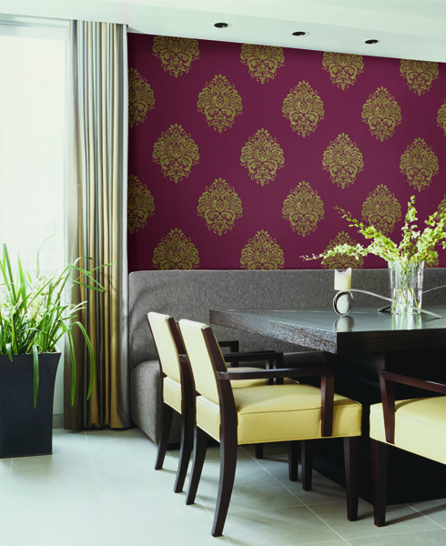 Red Damask Wallpaper from Kenneth James Naturale