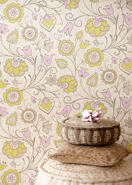Pretty and Playful Jacobean Print Global Chic Designer Wallpaper by Eijffinger