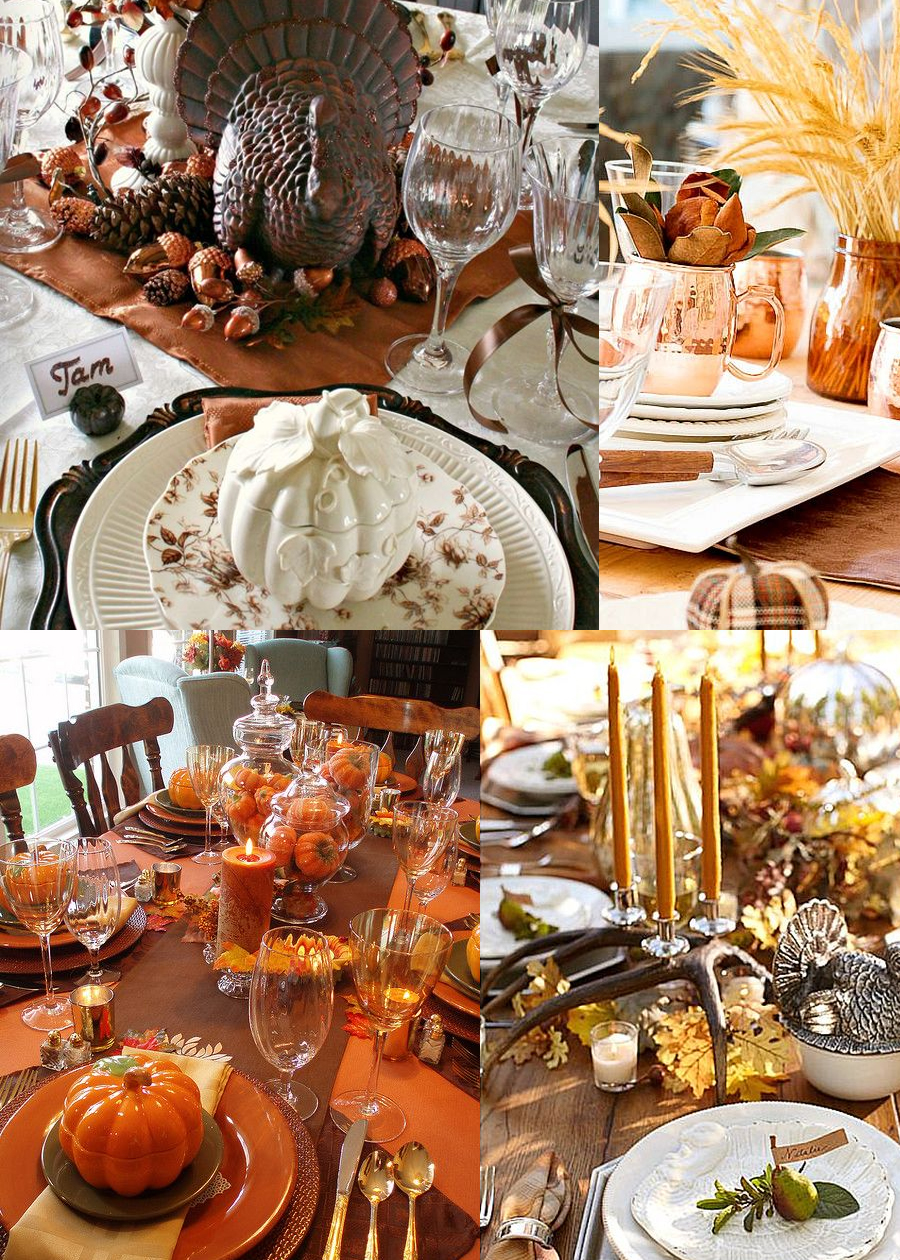 Traditional Thanksgiving tablescape and table settings