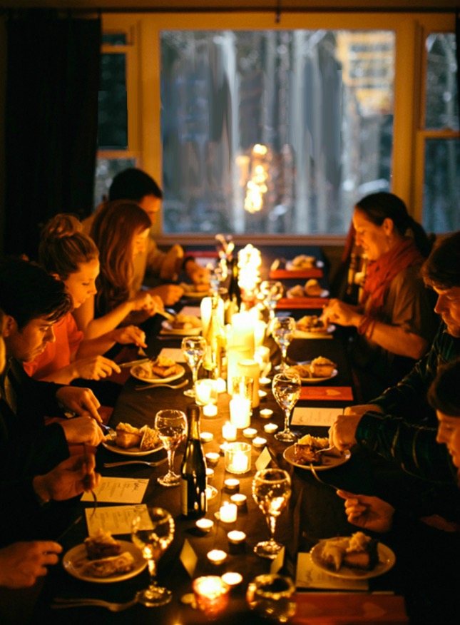 Candelit dinner with friends