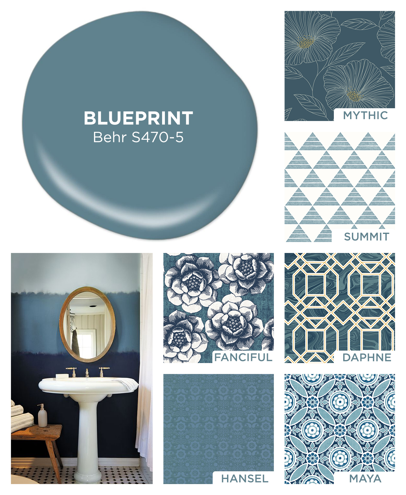 Blueprint color of the year 2019 home inspiration with wallpaper