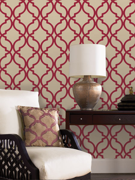 Red wallpaper by Decadence available from Brewster Home Fashions