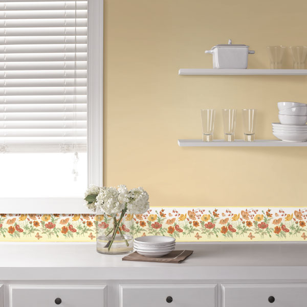 Floral Border wallpaper boarder from Brewster Home Fashions kitchen border
