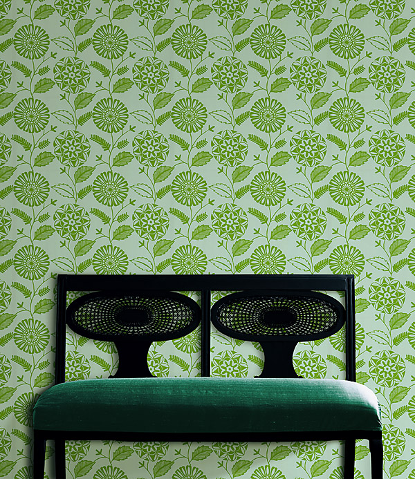 Green Modern Floral Wallpaper