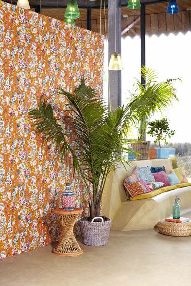 Eivissa Orange Vivid Floral Wallpaper by Eijffinger from Brewster Home Fashions