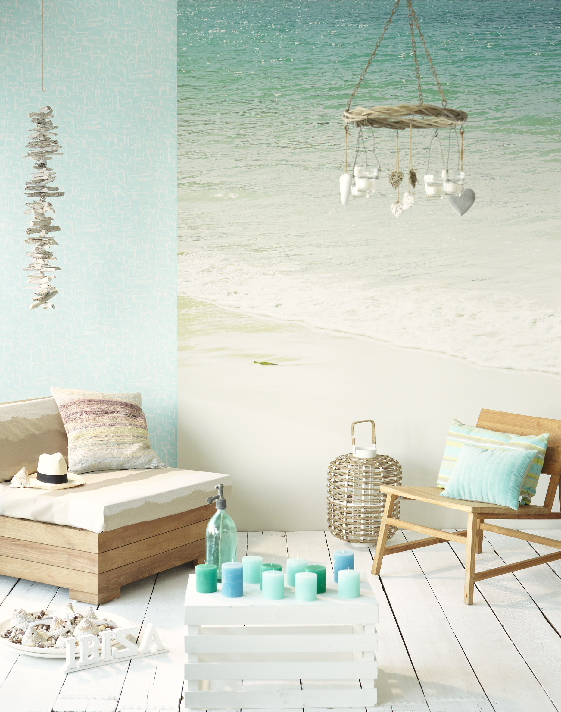 La Playa The Beach Wall Mural from Ibiza by Eijffinger Tropical Wallpaper Collection