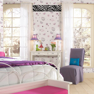 Zebra Print Wallpaper Border Girls Room Decor Idea