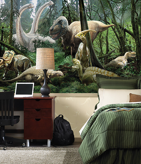 Dinosaur Wall Mural Kids Room Decor Idea