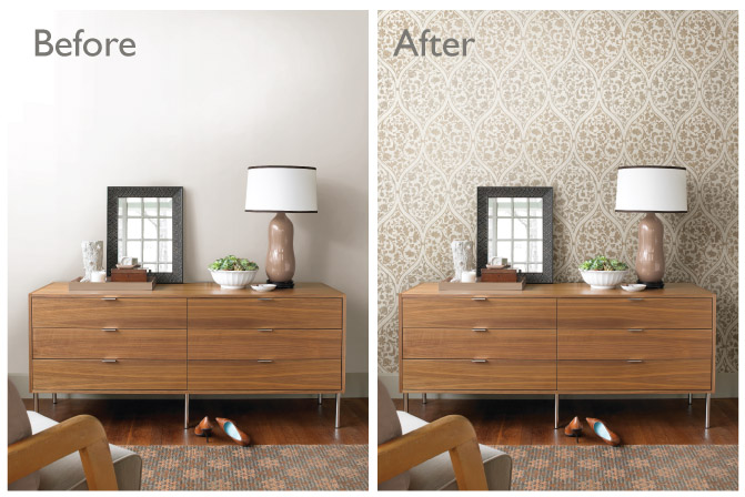 Before & After Room Decor with Wallpaper
