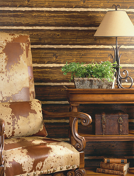 Faux Wood Textured Wallpaper Authentically Creates a Rustic Look and Feel