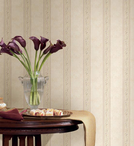 Katherine Lavender Ornate Stripe Wallpaper from the Satin Classics IX Mirage Collection