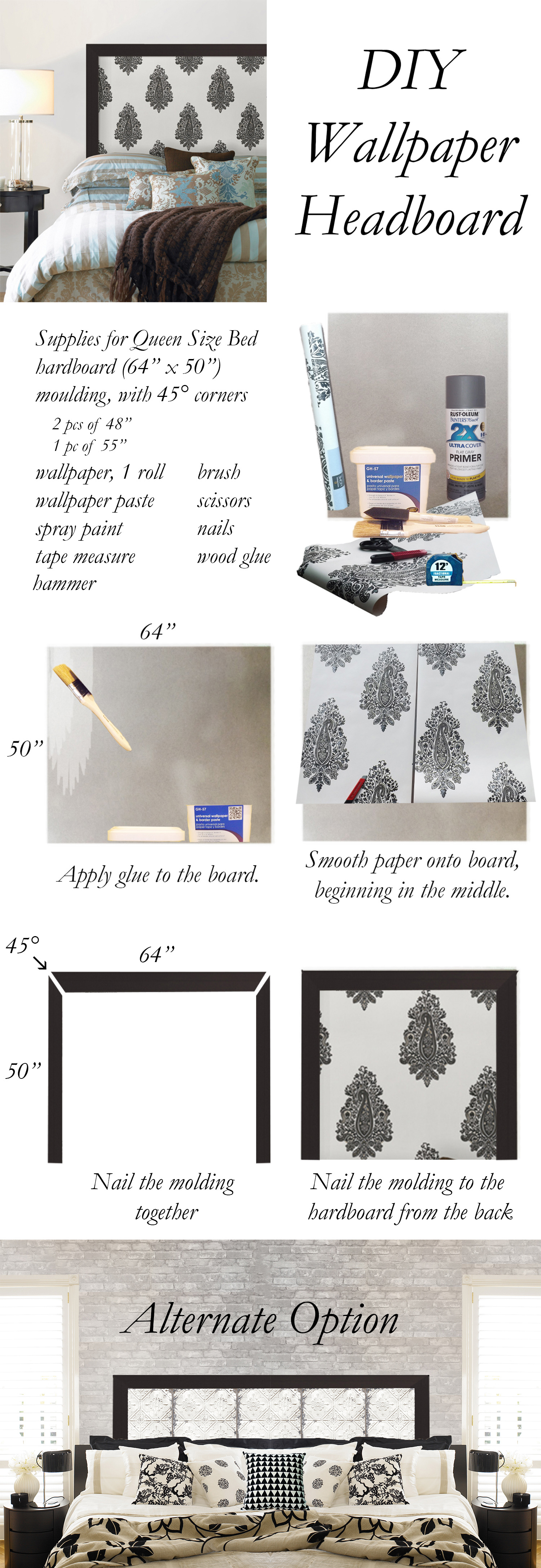 DIY Wallpaper Headboard