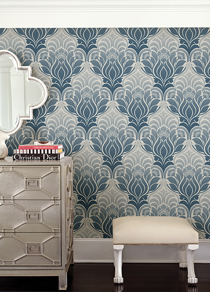 Blue Damask Wallpaper