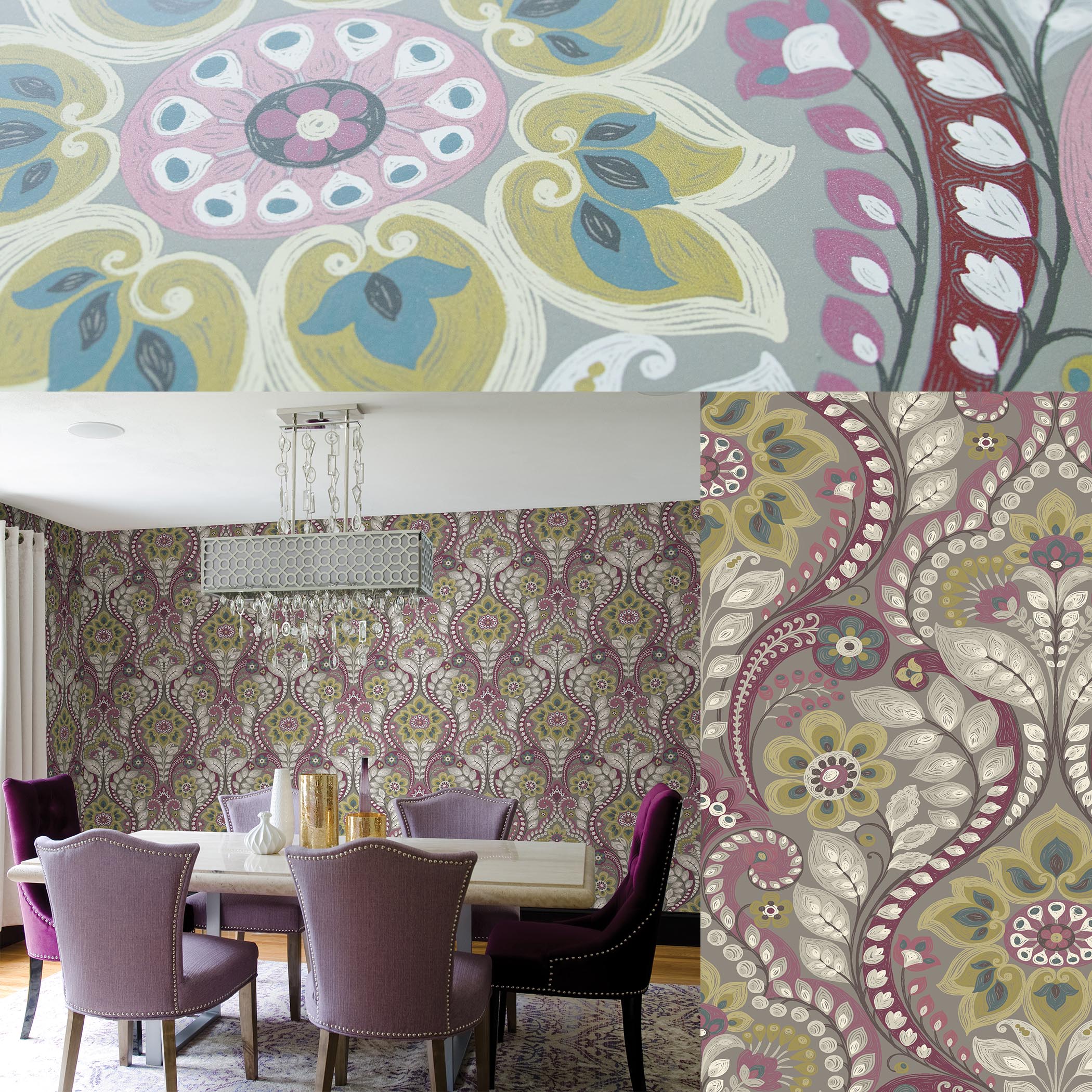 floral damask wallpaper