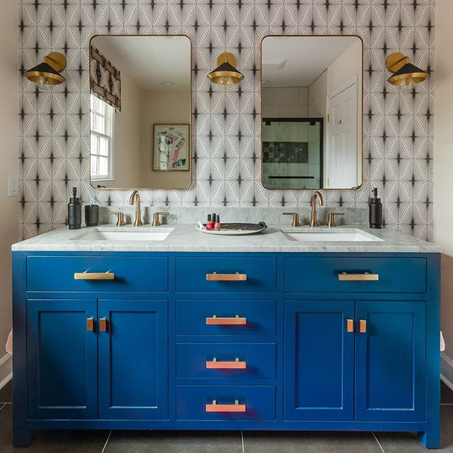 Beautiful and bright geometric powder room