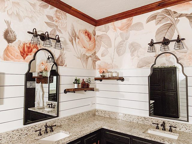 Striking graphic & floral bathroom renovation